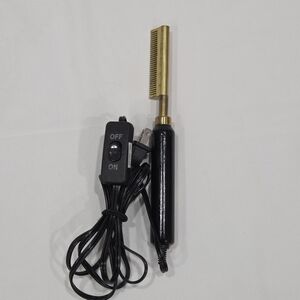 Gold Comb Hair Straightening Brush - Black Handle